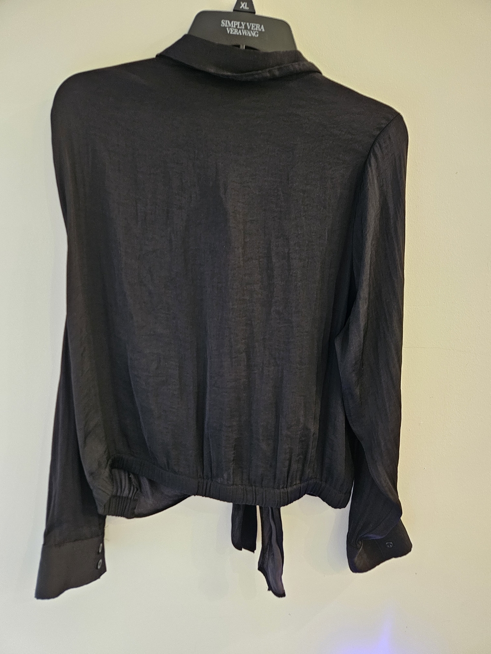 Simply Vera by Vera Wang Black Tie-Front Button Down Shirt - Picture 3 of 7